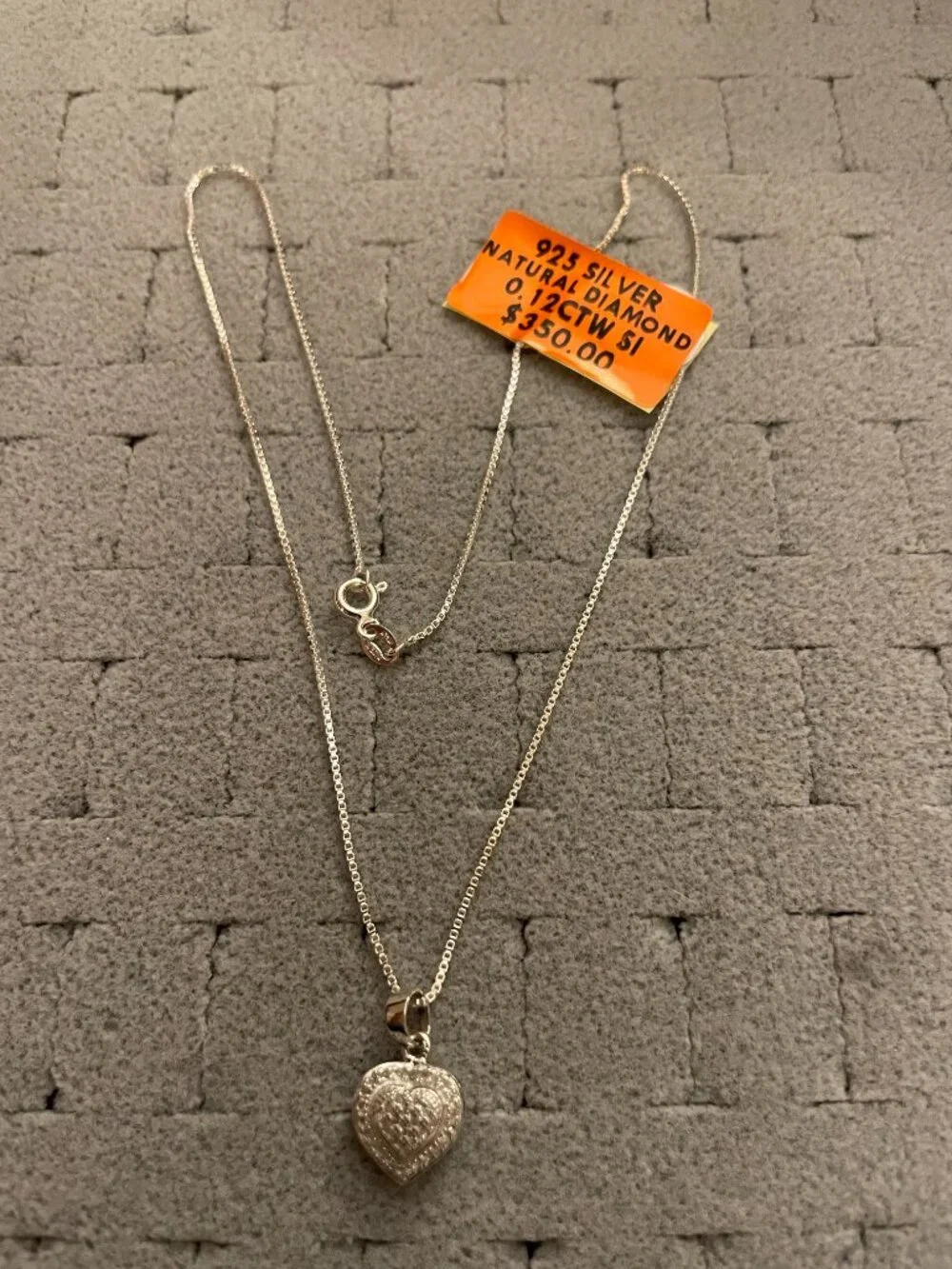 NWT Sterling Silver Heart Necklace 925 16